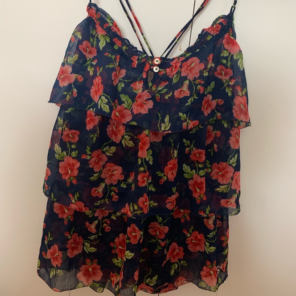American eagle navy floral tank top